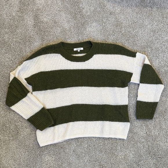 Madewell Sweaters - Madewell Rosario Sweater Olive Green Stripe